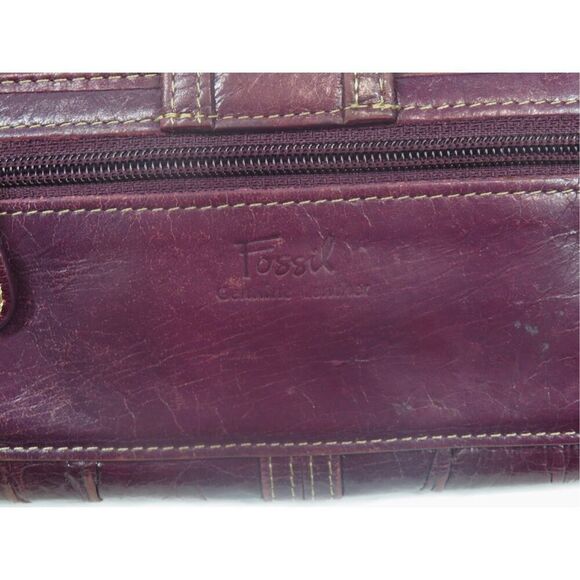 Fossil Vintage Dark Purple Ruched Leather Long Wallet - Picture 5 of 11